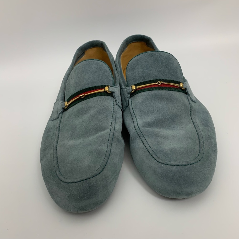Gucci Horsebit Web Suede Loafers Shoes Slip Ons Sz 11 US Sz 11.5 - Picture 9 of 15